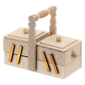 Caixa de costura de madeira em miniatura para presépio com figuras altura média 10 cm