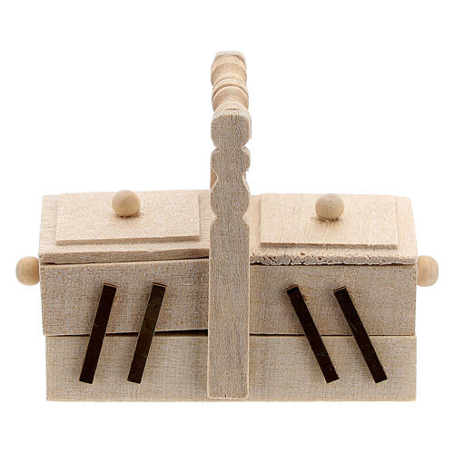 Caixa de costura de madeira em miniatura para presépio com figuras altura média 10 cm 1