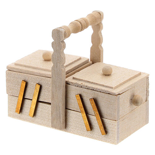 Caixa de costura de madeira em miniatura para presépio com figuras altura média 10 cm 2