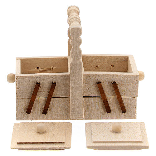 Caixa de costura de madeira em miniatura para presépio com figuras altura média 10 cm 3
