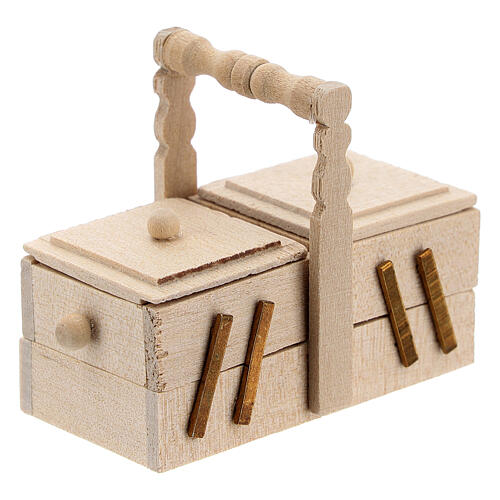 Caixa de costura de madeira em miniatura para presépio com figuras altura média 10 cm 5