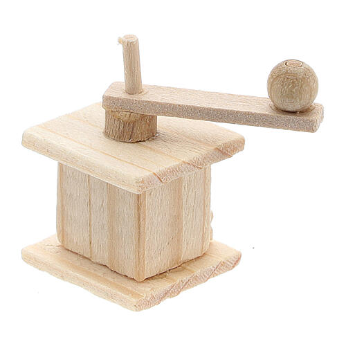 Moinho de café de madeira em miniatura para presépio com figuras altura média 8 cm 2