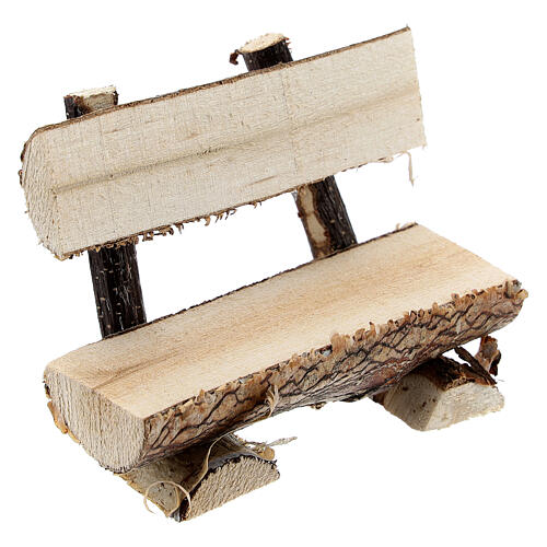 Banco em miniatura de madeira para presépio com figuras altura média 8 cm 3