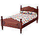 Cama madeira cor mogno com cobertor florido 8,5x16x9,5 cm, para presépio com figuras altura média 14-16 cm, modelos surtidos s3