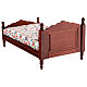 Cama madeira cor mogno com cobertor florido 8,5x16x9,5 cm, para presépio com figuras altura média 14-16 cm, modelos surtidos s4