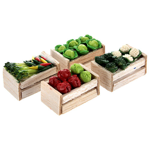 Caixas de verduras e legumes miniaturas 2x2,5x2 cm para presépio com figuras altura média 8 cm, 12 unidades 4
