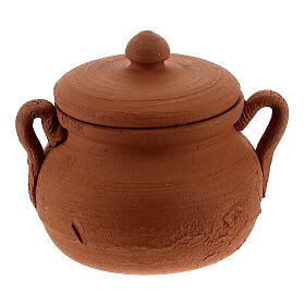 Pentola terracotta con coperchio presepe 12 cm