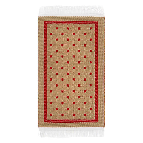 Teppich, rot- und goldfarbenes Muster, 8x5 cm, geeignet für 10-16 cm Krippe, Krippenzubehör 2
