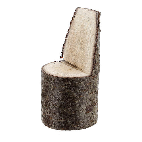 Chair with tree trunk backrest h 5 cm for Nativity Scene with 8 cm figurines 2