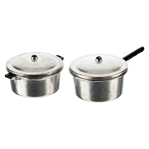 Set of 4 metal cooking pots for Nativity Scene with 6-8 cm figurines 4
