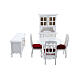 White wood furniture for dining room 7 items for Nativity Scene with 12 cm figurines s1