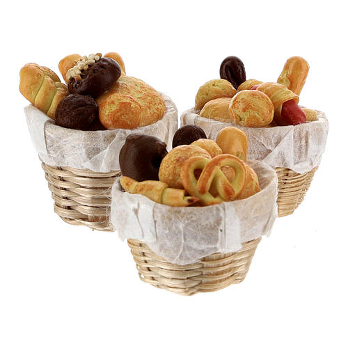 Set 6 baskets with bread Nativity scene 8-10 cm 4
