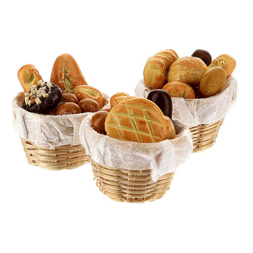 Set of 6 baskets with bread for Nativity Scene with 8-10 cm figurines 3