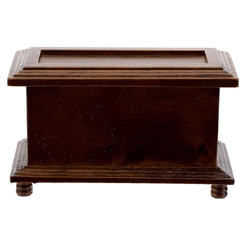 Baú de madeira em miniatura estilo clássico, 5x8,5x4 cm, para presépio com figuras altura média 12 cm 1