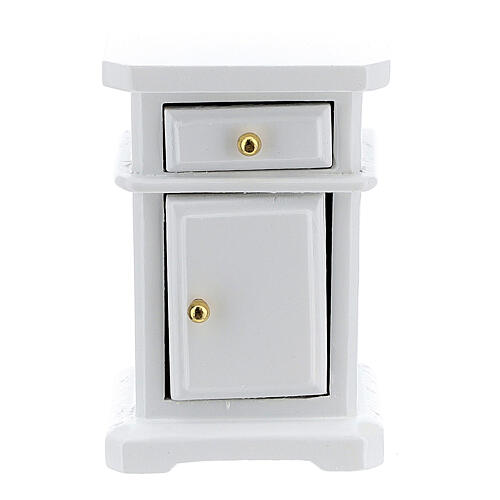 White wooden bedside table 6x4x3 cm Nativity scene 12-14 cm 1
