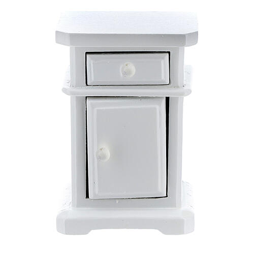 Cómoda miniatura madeira branca 6x4x3 cm para presépio com figuras altura média 12-14 cm 2