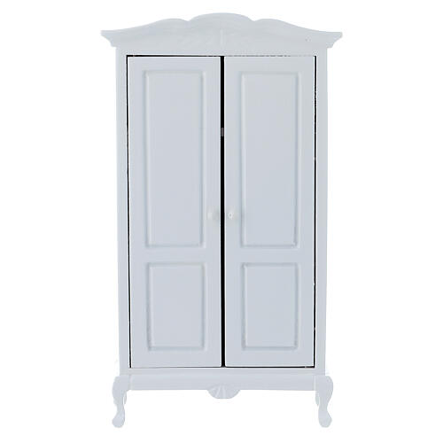 White wooden miniature wardrobe 15x10x5 cm, for 12 cm nativity 1