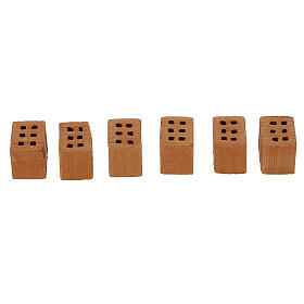 Tijolos terracota miniaturas 1x1,5x1 cm para presépio, 100 unidades