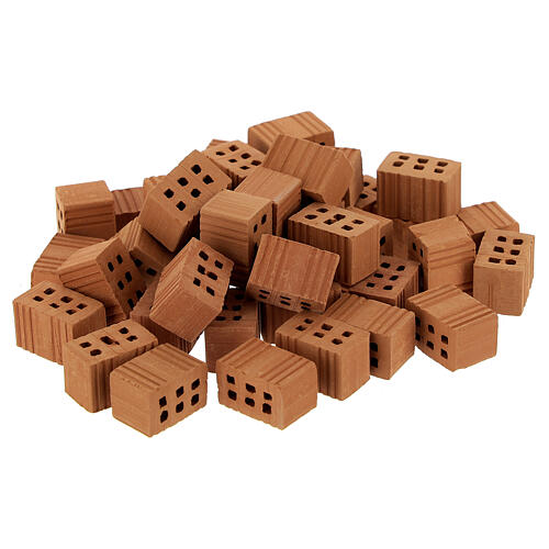 Terracotta bricks 1x1,5x1 cm 100 pieces for Nativity Scene 1