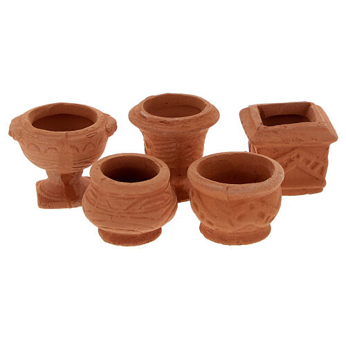 Set of 5 terracotta pots for Nativity Scene with 8 cm figurines 1