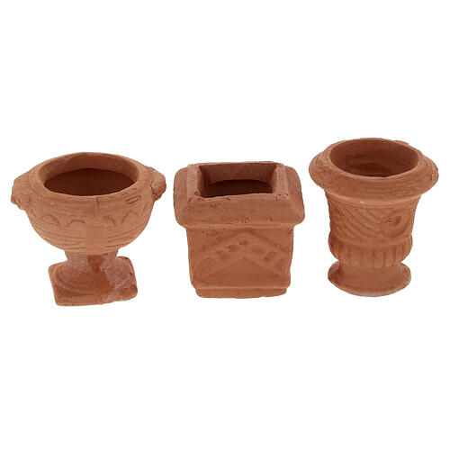 Set of 5 terracotta pots for Nativity Scene with 8 cm figurines 2