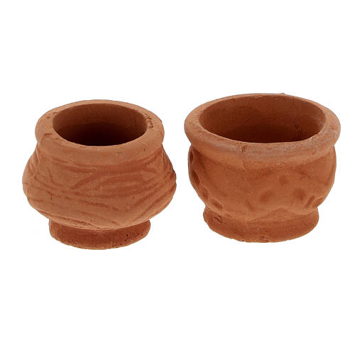 Set of 5 terracotta pots for Nativity Scene with 8 cm figurines 3