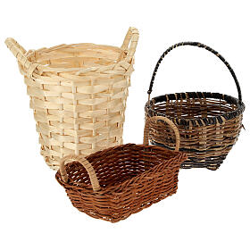 Wicker baskets 10 pieces different shapes and sizes for Nativity Scene with 20-30-40 cm figurines