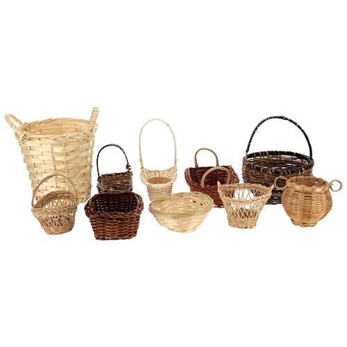 Wicker baskets 10 pieces different shapes and sizes for Nativity Scene with 20-30-40 cm figurines 1
