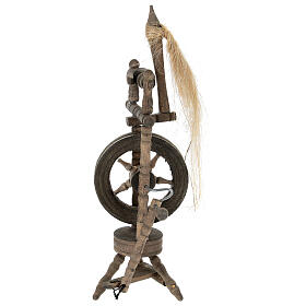 Wooden spinning wheel h 14 cm for Nativity scene