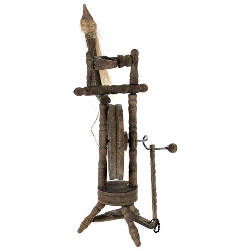 Roda de fiar madeira miniatura presépio com figuras altura média 12 cm 4
