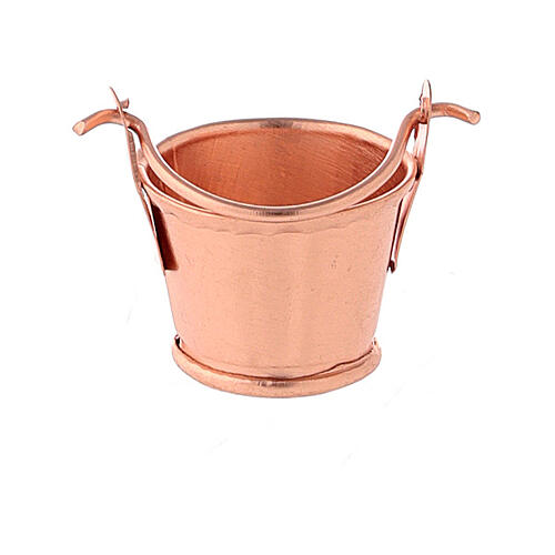 Copper bucket figurine for nativity scene 8 cm 1