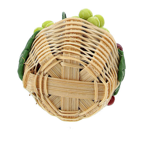 Basket of colored grapes for Nativity scene 8 cm 3