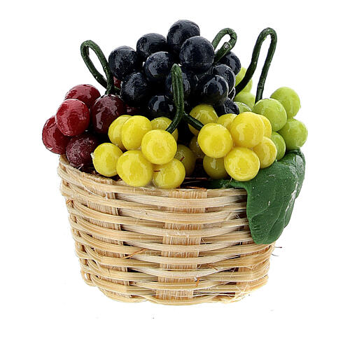 Cesto com uvas várias cores miniatura para para presépio com figuras altura média 8-10 cm 1