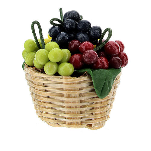 Cesto com uvas várias cores miniatura para para presépio com figuras altura média 8-10 cm 2