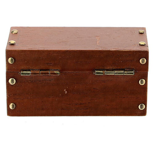 Kufer drewniany otwierany 3x6x3 cm, szopka 10 cm 3
