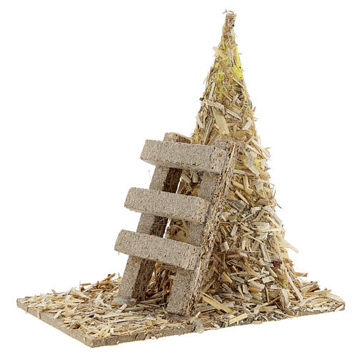 Pile of hay with ladder 12x12x7 cm for Nativity Scene with 8-10 cm figurines 2