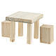Table en bois 6x7x7 cm tabourets 4x2x2 cm crèche 14 cm s2