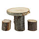 Stół okrągły drewno 8x8x8 cm z taboretami, szopki 14-16 cm s1
