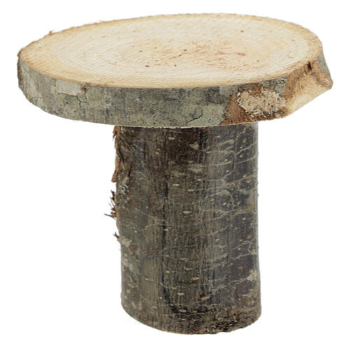 Mesa redonda de madeira em miniatura 8x8x8 cm com tamboretes para presépio altura média 14-16 cm 3