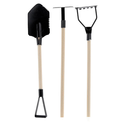 Conjunto 3 ferramentas de jardinagem em miniatura para presépio com figuras altura média 18-20 cm 5