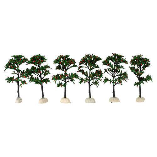 Árvore PVC folhas verdes 15 cm miniatura para presépio com figuras altura média 6-10 cm 2