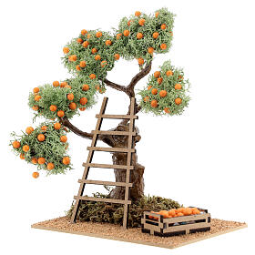 Laranjeira com caixa de laranjas miniatura 16 cm para presépio com figuras altura média 8-10 cm