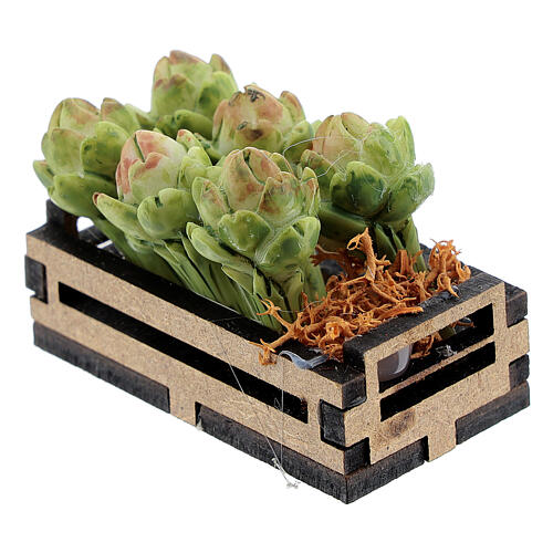 Kiste mit Artischocken Miniaturkrippe 12-14 cm 2