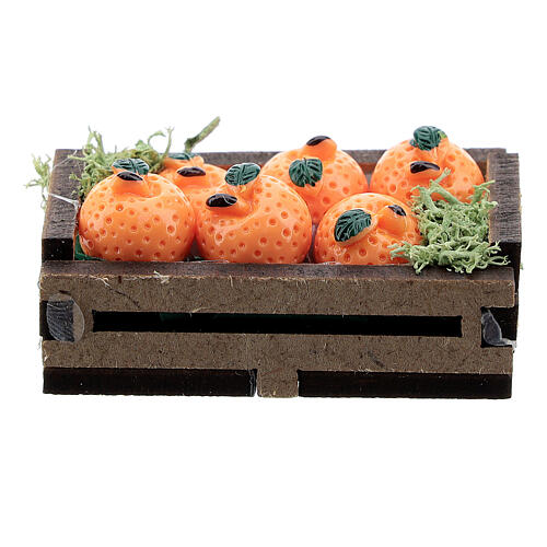 Naranjas en cajón miniatura belén 16 cm 1