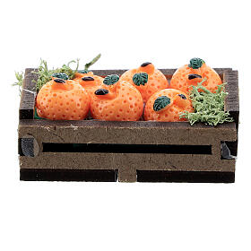 Caixa de laranjas em miniatura para presépio com figuras altura média 16 cm