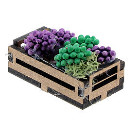 Caisse bois avec raisin crèche 12-14 cm