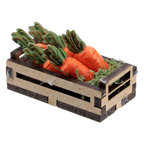 Caixa de madeira com cenouras miniatura para presépio com figuras altura média 12-14 cm 2