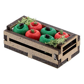 Caixa de maçãs miniatura para presépio com figuras altura média 12-14 cm