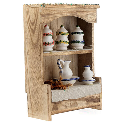 Cupboard with chinaware 15x10x4 cm for Nativity Scene with 12-14 cm figurines 4