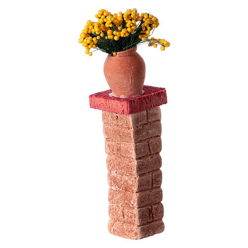 Couna com vaso de flores miniatura para presépio com figuras altura média 10-12 cm, medidas: 2,5x2,5x9 cm, modelos surtidos 2